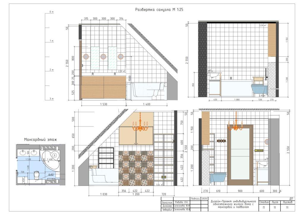 12. Развертки санузла. М 1:25